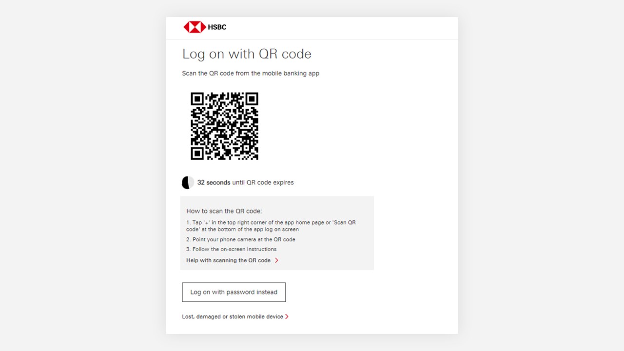 The screen log on with QR code